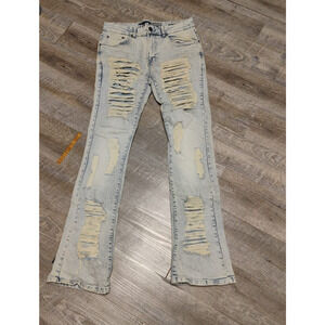 Spark Premium Denim Studio Collection Jeans Mens 32x36 Light Wash distressed